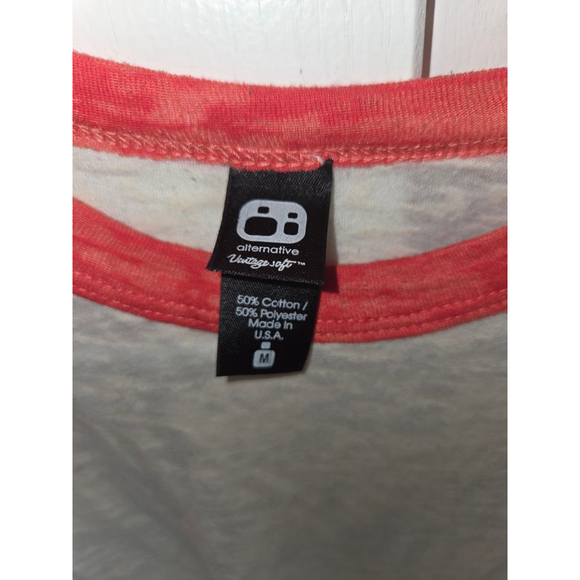 Women's Alternative White & Red Long Sleeve baseball Tee M - Picture 3 of 4